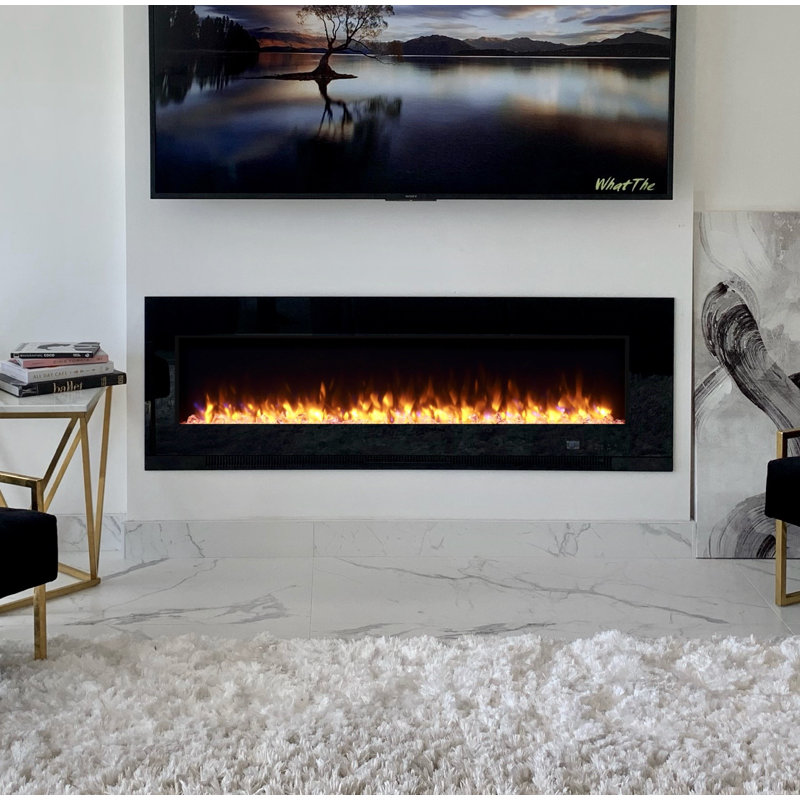 Aurora Ivy Bronx Electric Fireplace with 1500 BTU, Black, 52cm H x 152.4cm W x 11.9cm D