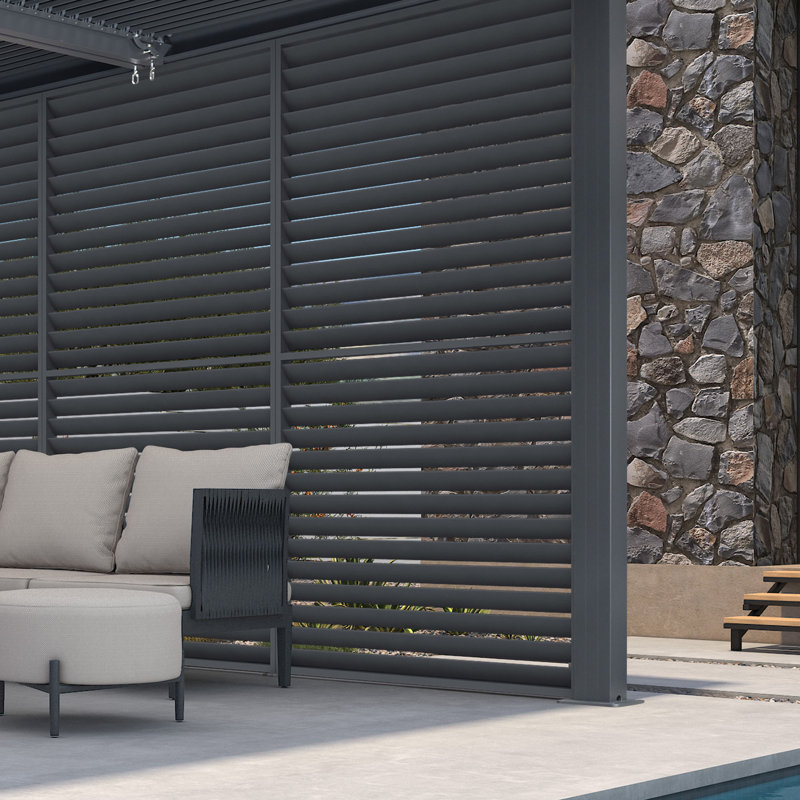 Volet mauve à fixation murale en aluminium pour pergola à persiennes, gris, L 36,77 po