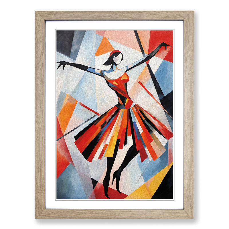 Ballet Dancer Constructivism - Framed Print, Oak Framed, 34cm H x 25cm W x 2cm D