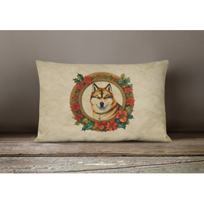 Christmas Flowers Frame Outdoor Throw Pillow