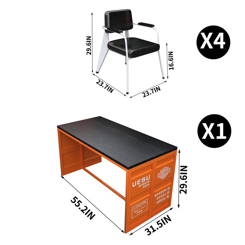 Ensemble de salle à manger carré L 55,2 po x l 31,5 po