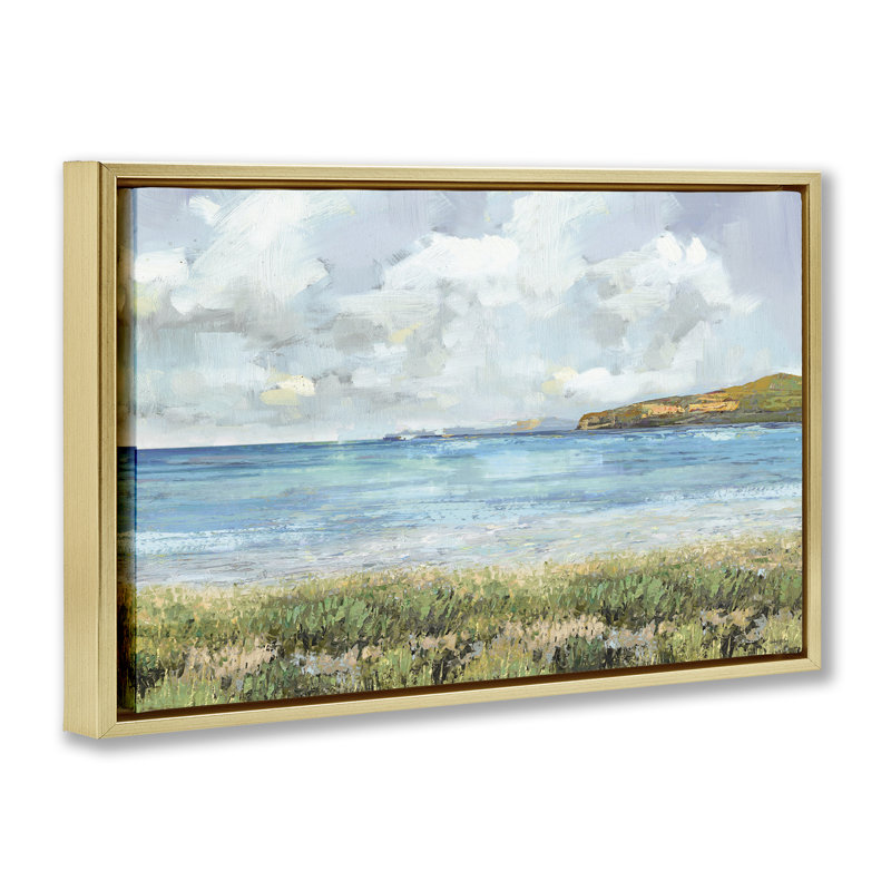 Cadre flottant Un aperçu de la tranquillité, design par Amber Sterling, H 21 po x l 31 po, Cadre flottant métallique doré