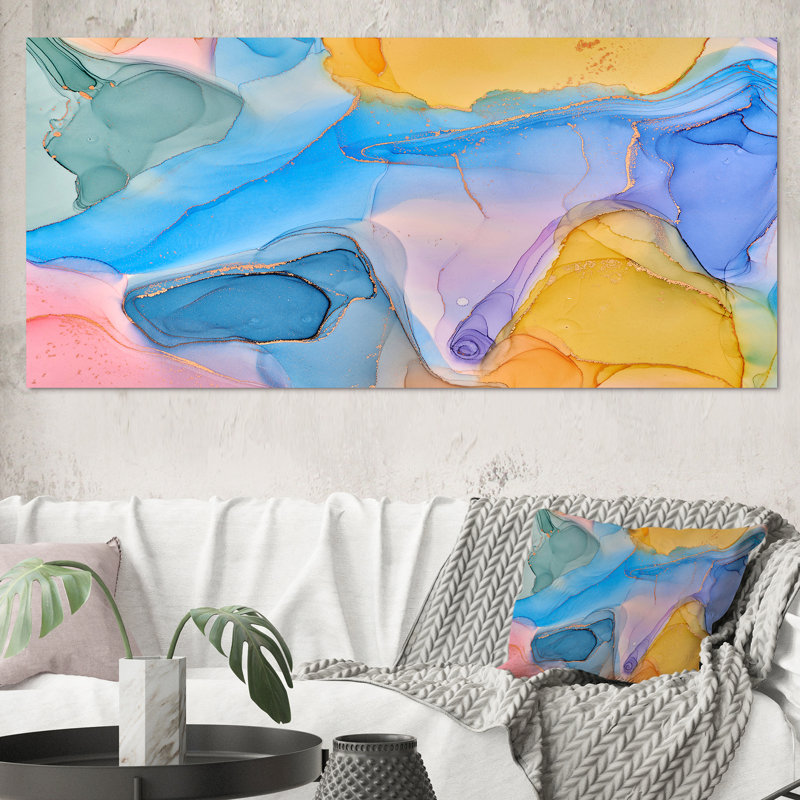 «Blue and Yellow Tender», impression sur toile, Toile tendue, H 28 po x l 60 po