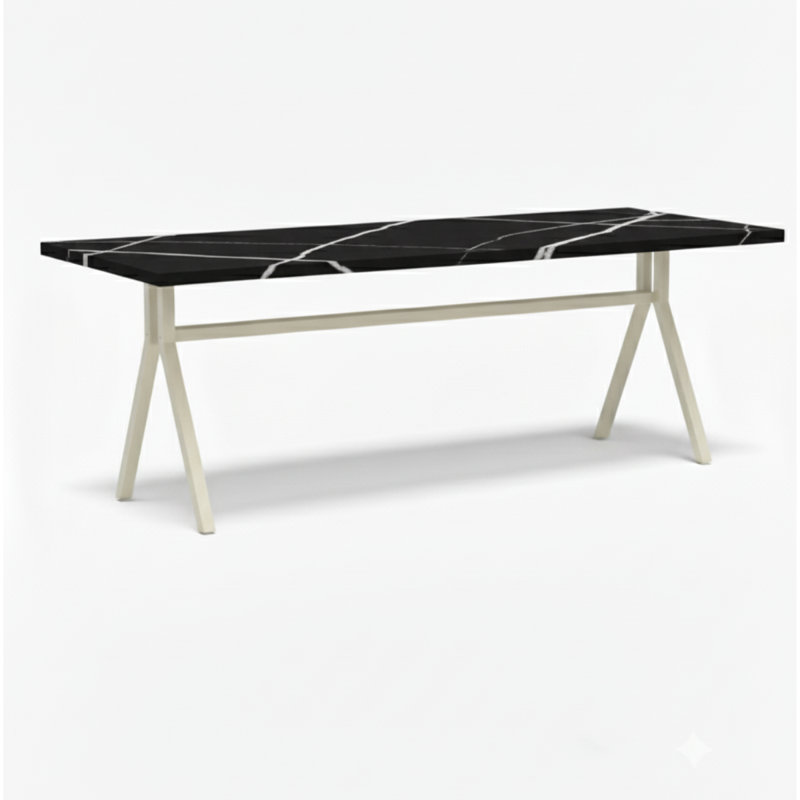 Strut Dining Table, Black, Gold, 30"H x 84"L x 36"W