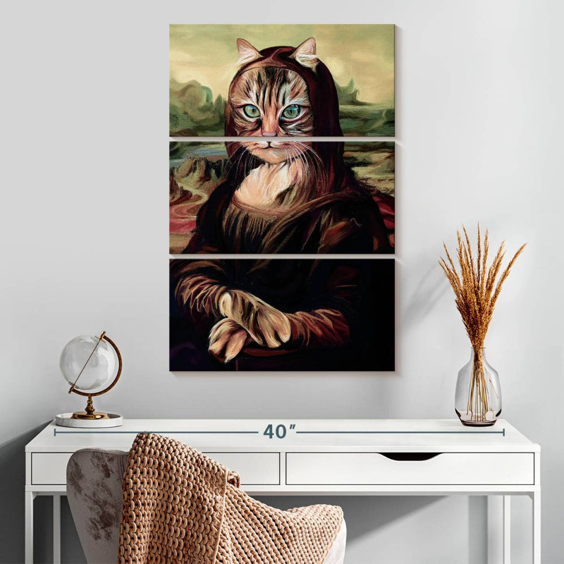 Chat inspiré de la Ketti Mona Lisa, H 32 po x l 20 po