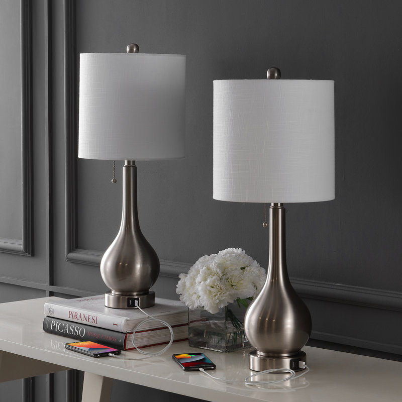 Orford Metal USB Table Lamp, Silver