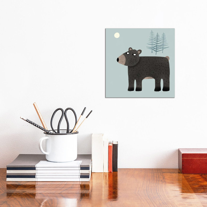 The Bear, The Trees & The Moon by Nic Squirrell - Wrapped Canvas Gallery-Wrapped Canvas Giclée, 30.48 cm H x 30.48 cm W