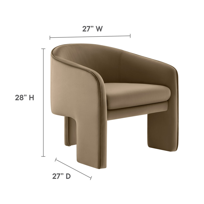 Greer Performance Velvet Upholstered Accent Armchair, Taupe Velvet