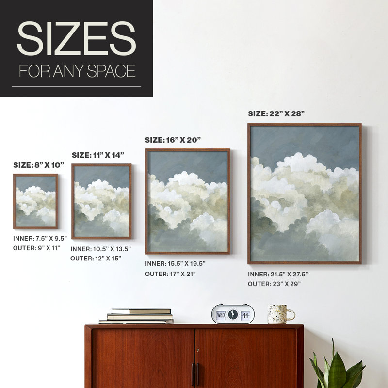 «Big Clouds II», reproduction encadrée - bois massif, Cadre photo brun simple, H 20 po x l 16 po