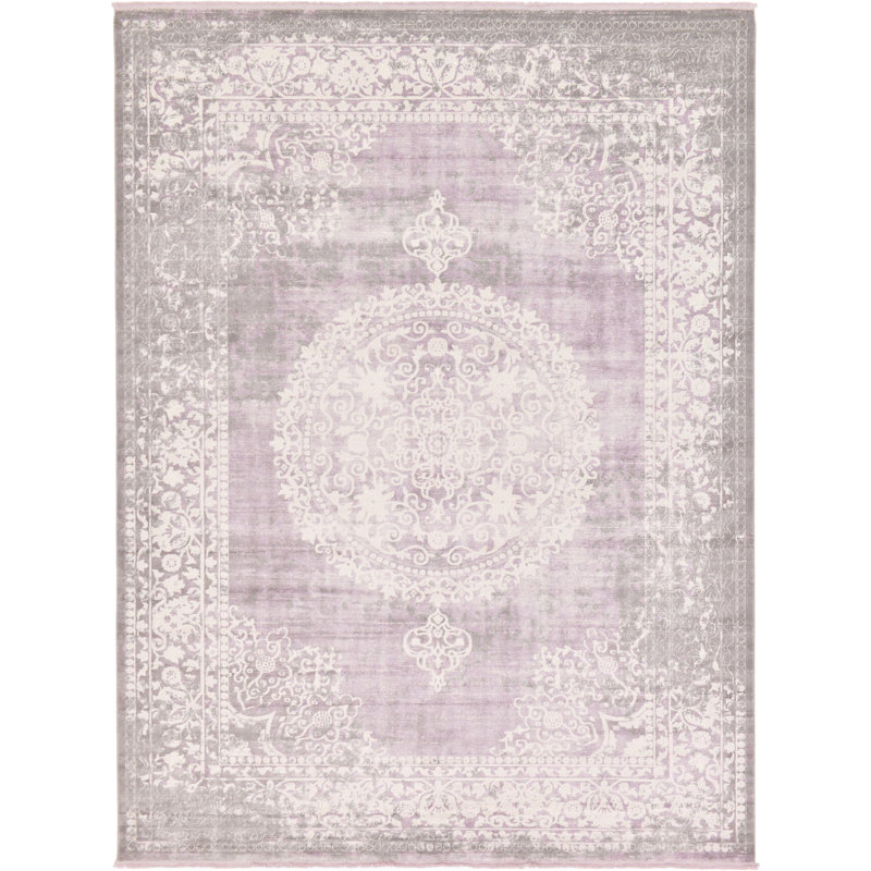 Malynn Oriental Area Rug, Rectangle 5'1" x 8', Purple/Beige