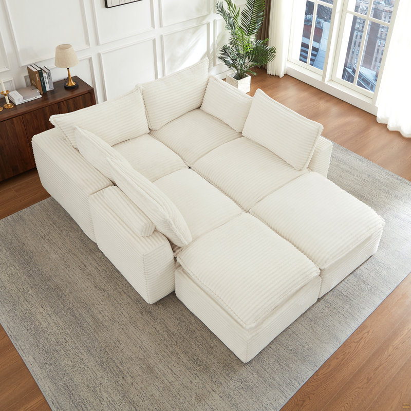 Canapé modulaire Cloud, 30,3 po H x 140,1 po L x 39,4 po P, 4, Blanc