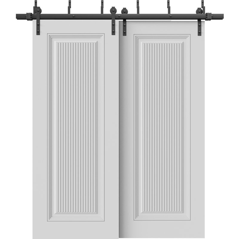 Portes coulissantes de grange coulissantes pour garde-robe | Émail blanc impérial 1888 | Ensemble de quincaillerie de rails 6,6 pi | Portes de garde-robe de chambre en bois massif