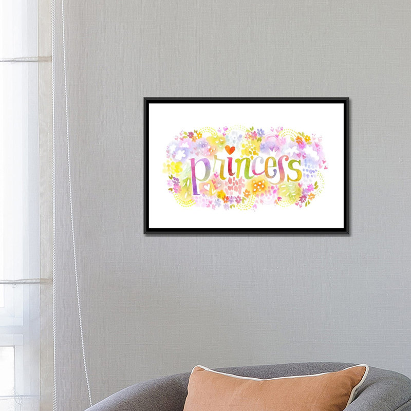 « princess nickname », art textuel sur toile tendue, H 18 po x l 26 po x P 1,5 po, Toile avec cadre noir, Pas de tapis