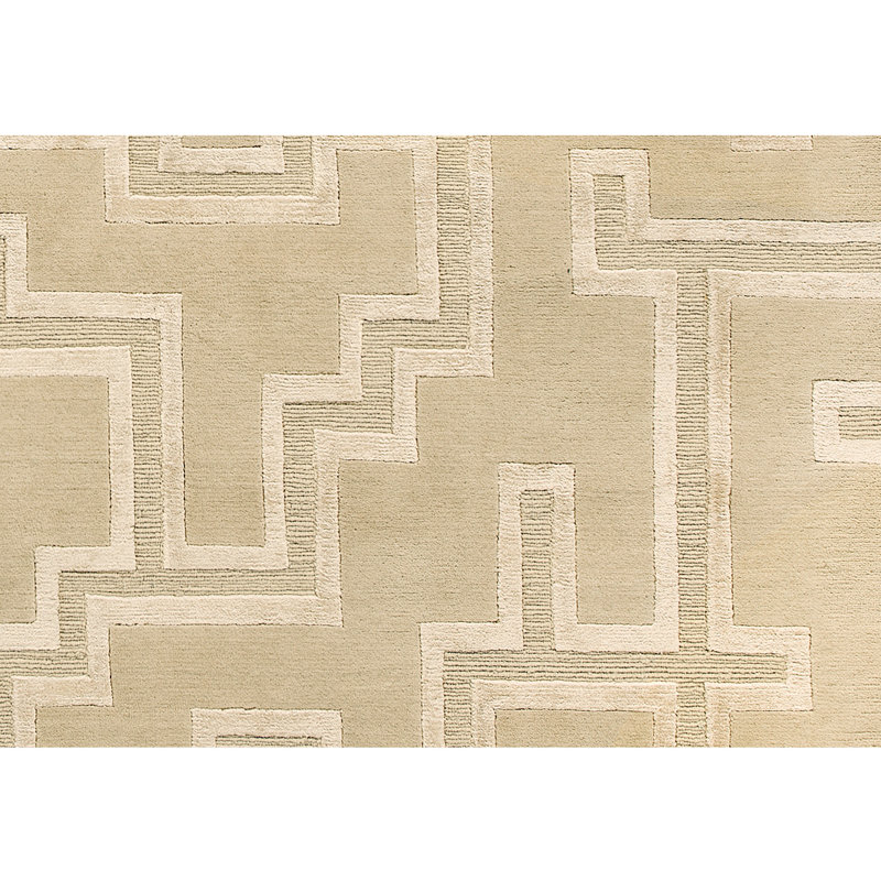 Geometric Area Rug in Cream/Butter/Gray, Rectangle 9' x 12'