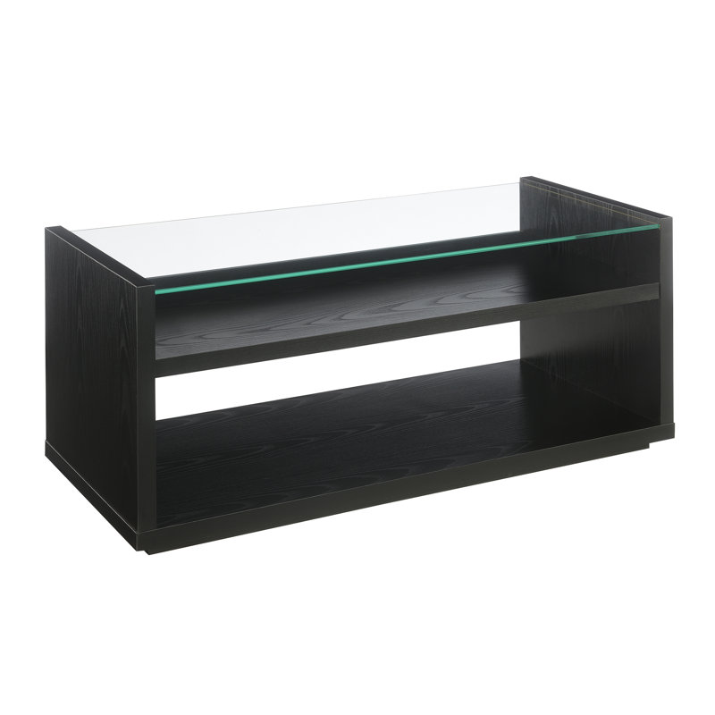 Table basse avec tablettes en verre Jaffrey, Noir