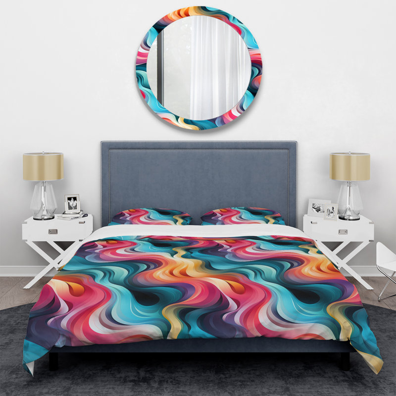 Literie en toile colorée Popart Groovy Gradient, Housse de couette pour grand lit et 2 taies décor