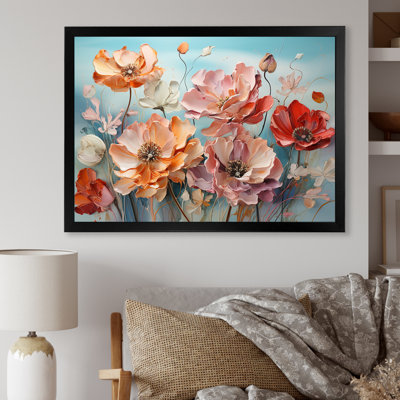 «Blue and Beige Poppies», impression sur toile