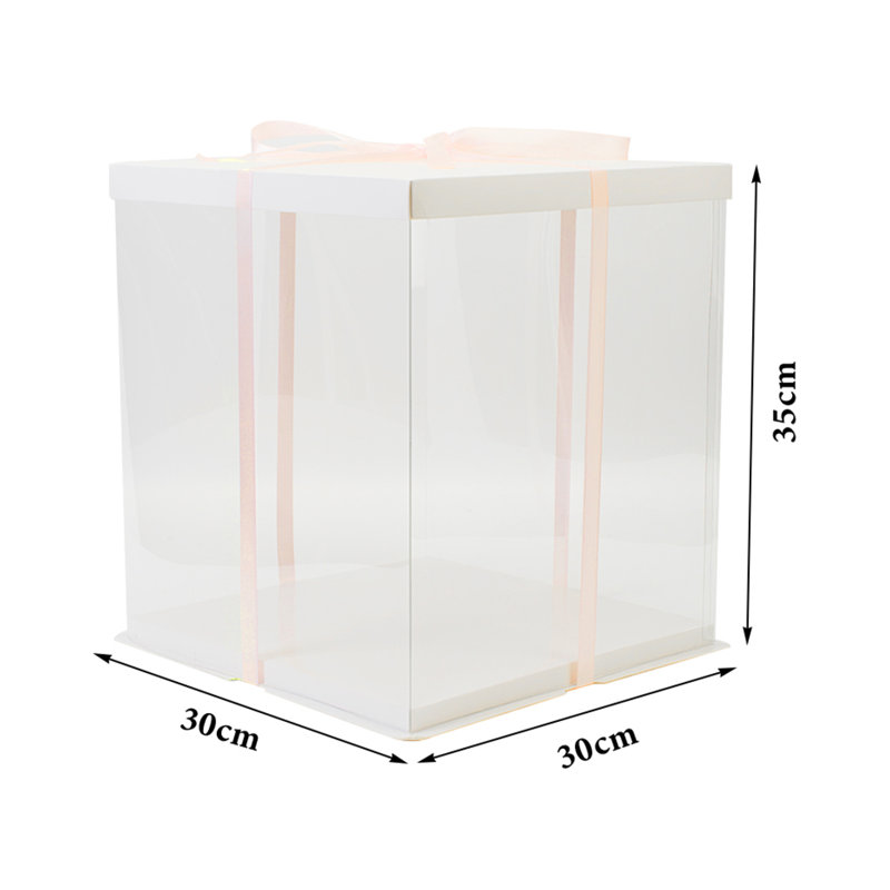 Square Gift Cake Box, 35cm H x 30cm W x 30cm D, White