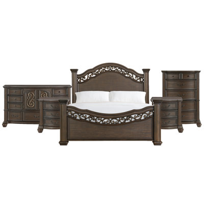 Grogin King 5PC Bedroom Set In Mahogany