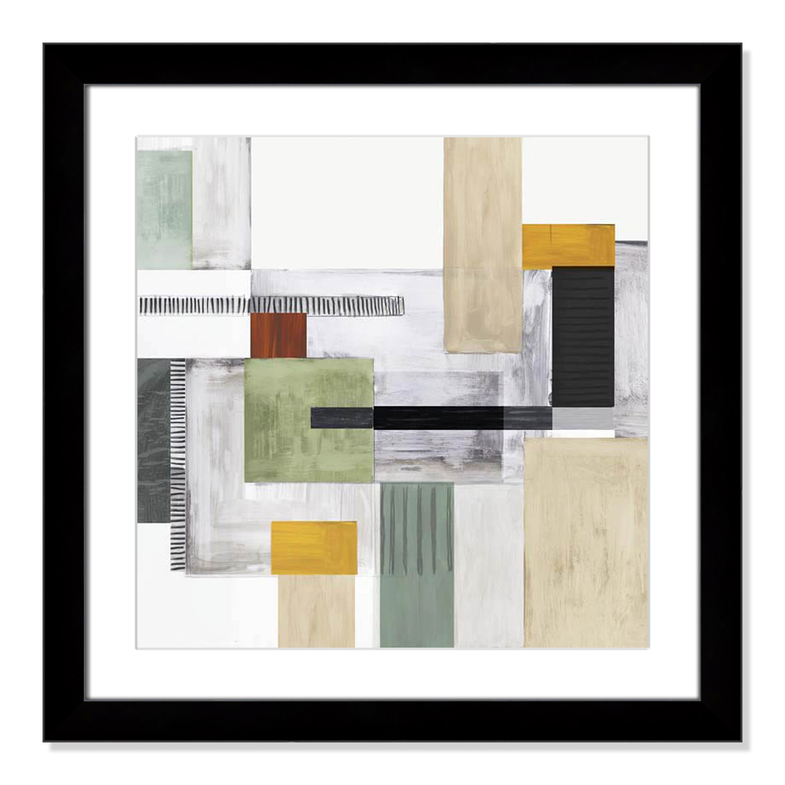 Playful Blocks Print, 25" H x 25" W x 1.25" D, Black Cube Framed
