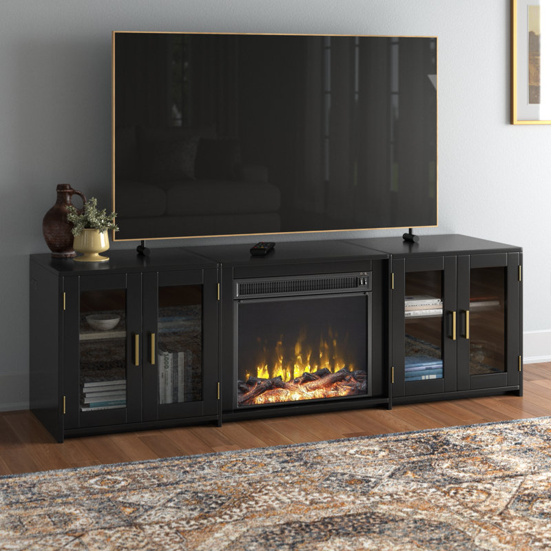 Kropf TV Stand with Fireplace Included, Black