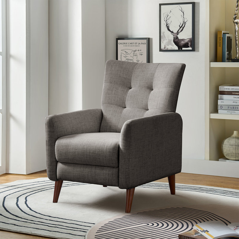 Fauteuil inclinable Amaurie Tacho avec dossier capitonné, Polyester gris