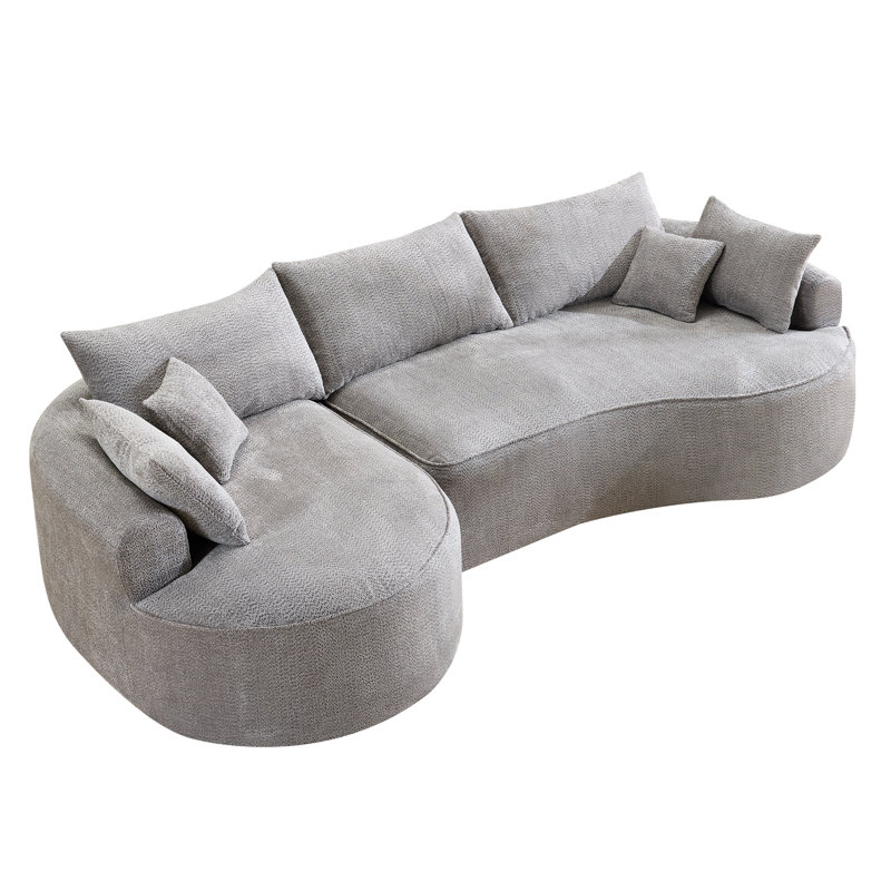 Canapé moderne en chenille compressée sans os, Gris