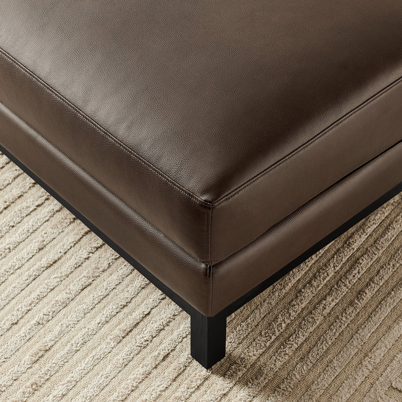 Repose-pieds en cuir Roscoe Vegan, Espresso, Noir