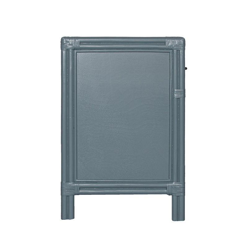 Clara Collection 1 - Drawer Rattan Nightstand, Regatta Blue