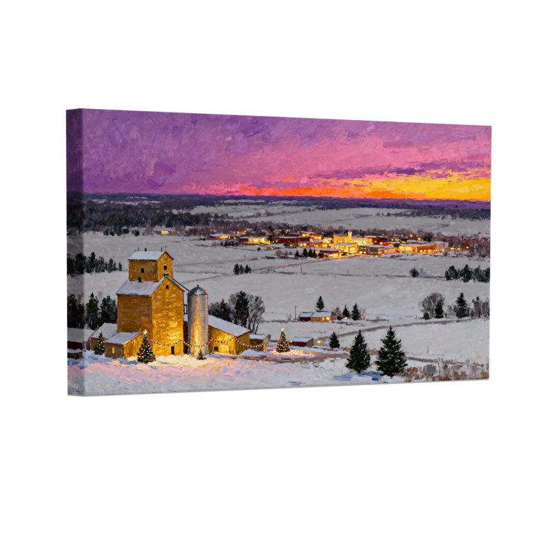 Christmas Winter Sunset, H 12 po x l 18 po