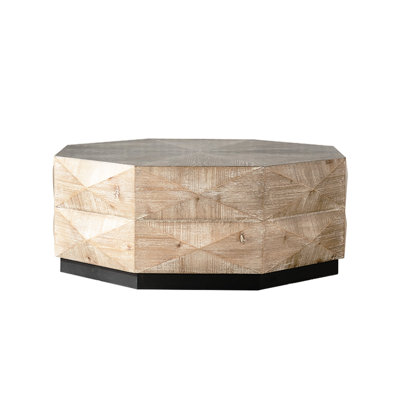 Table basse géométrique hexagonale, 39,37 po de largeur, couleur élégante, facile à entretenir, pour maison et bureau rustique 43,53 lb, relief rétro, petit hôtel idéal