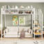Lit mezzanine simple en métal avec tablette supérieure et échelle de rangement latérale-1938834563
