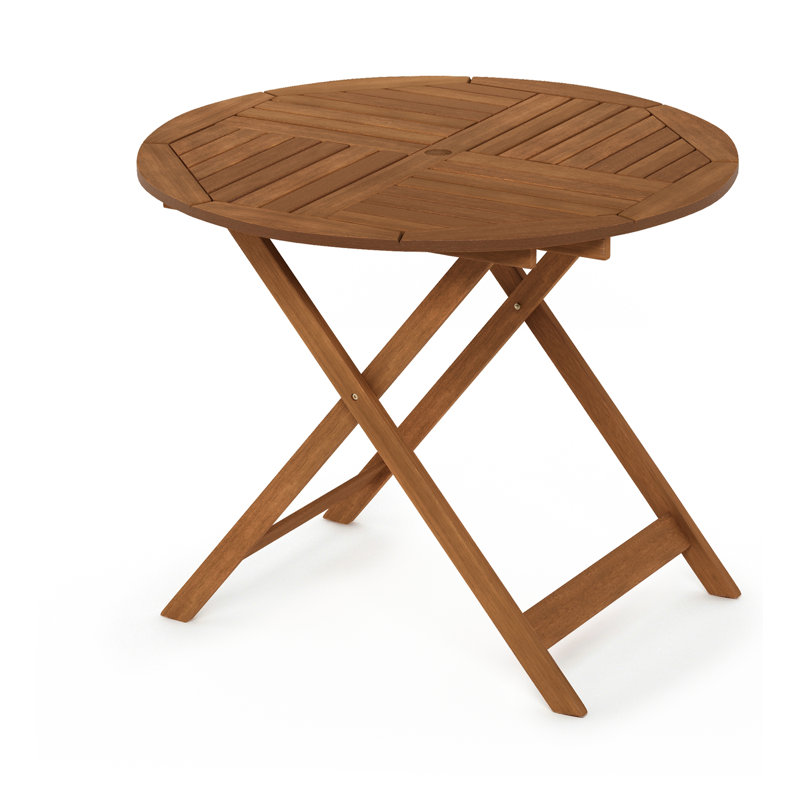 Round Folding Outdoor Bistro Table With Umbrella Hole , 88.9cm cm W 88.9cm cm D