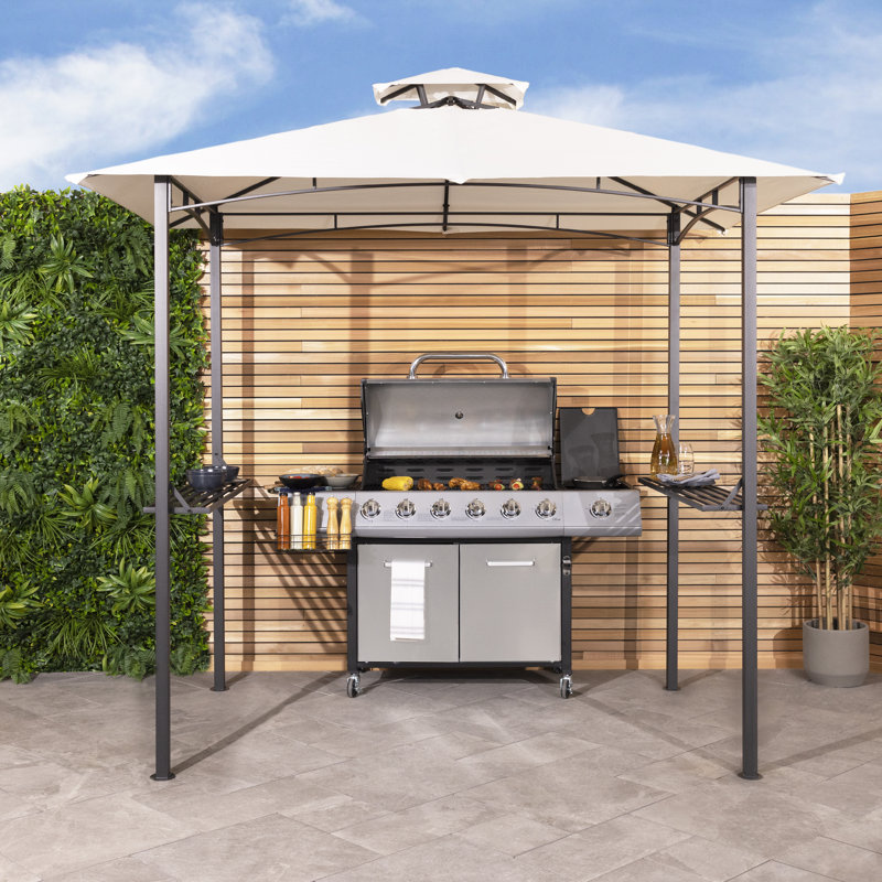  1.5m x 2.4m Steel Gazebo, Cream