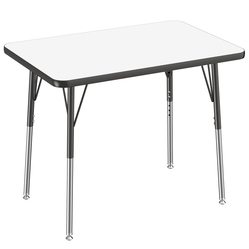 Table d'activités rectangulaire, 24 po x 48 po, Roulement pivotant standard, Tableau blanc / noir