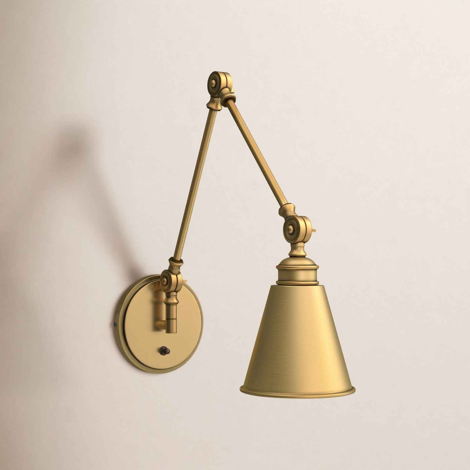 Beckham Single Light Swing Arm Sconce, Warm Brass