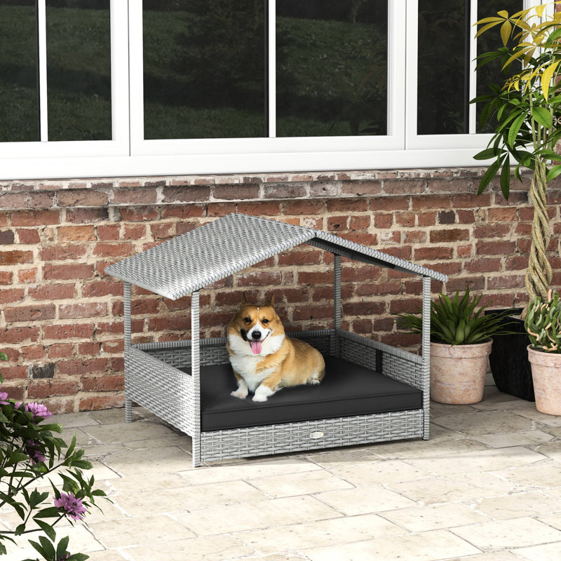 Niche grise pour chien - construction, coussin d'eau confortable pour petits et moyens chiens