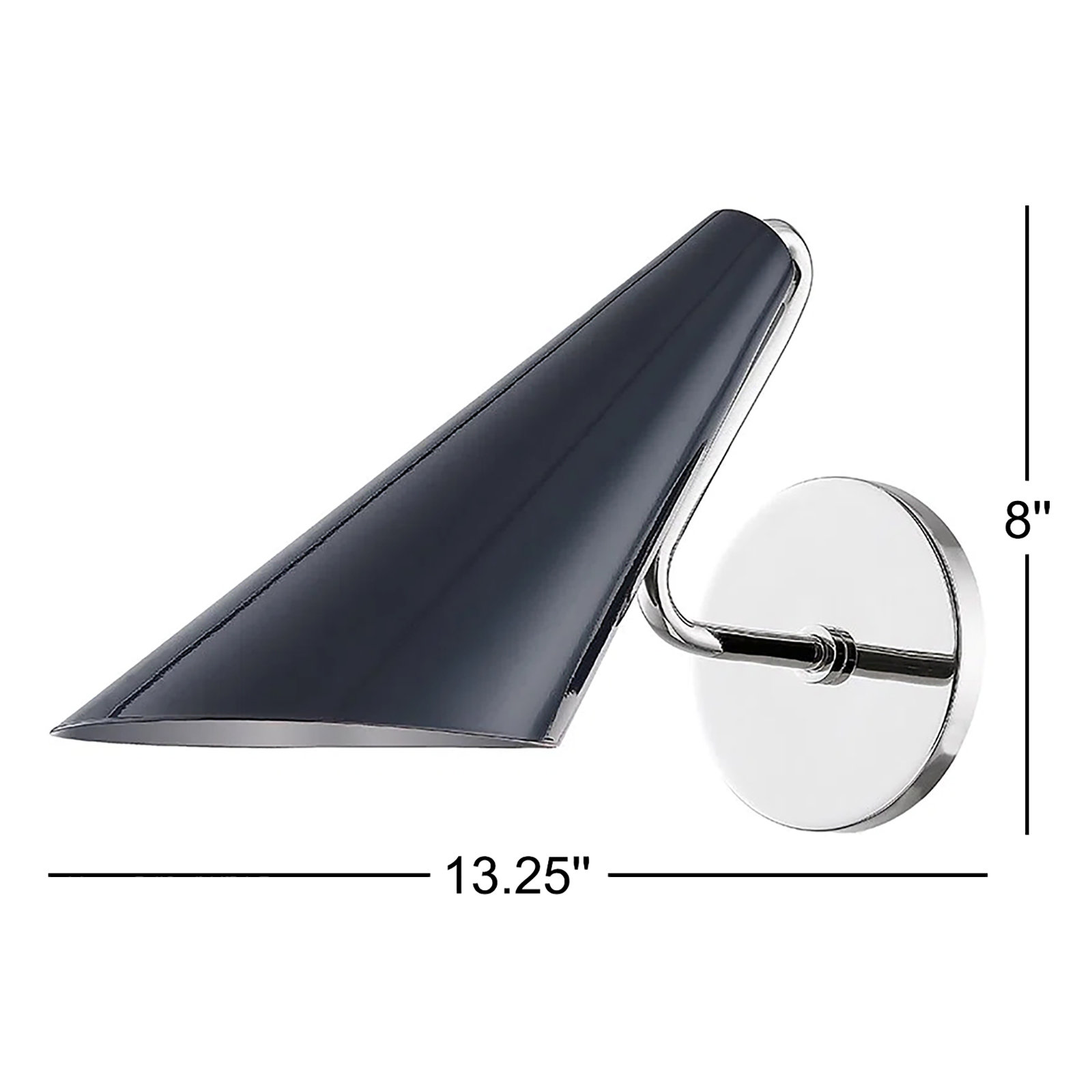 Tanya Single Light Dimmable Armed Sconce, Polished Nickel/Midnight Blue