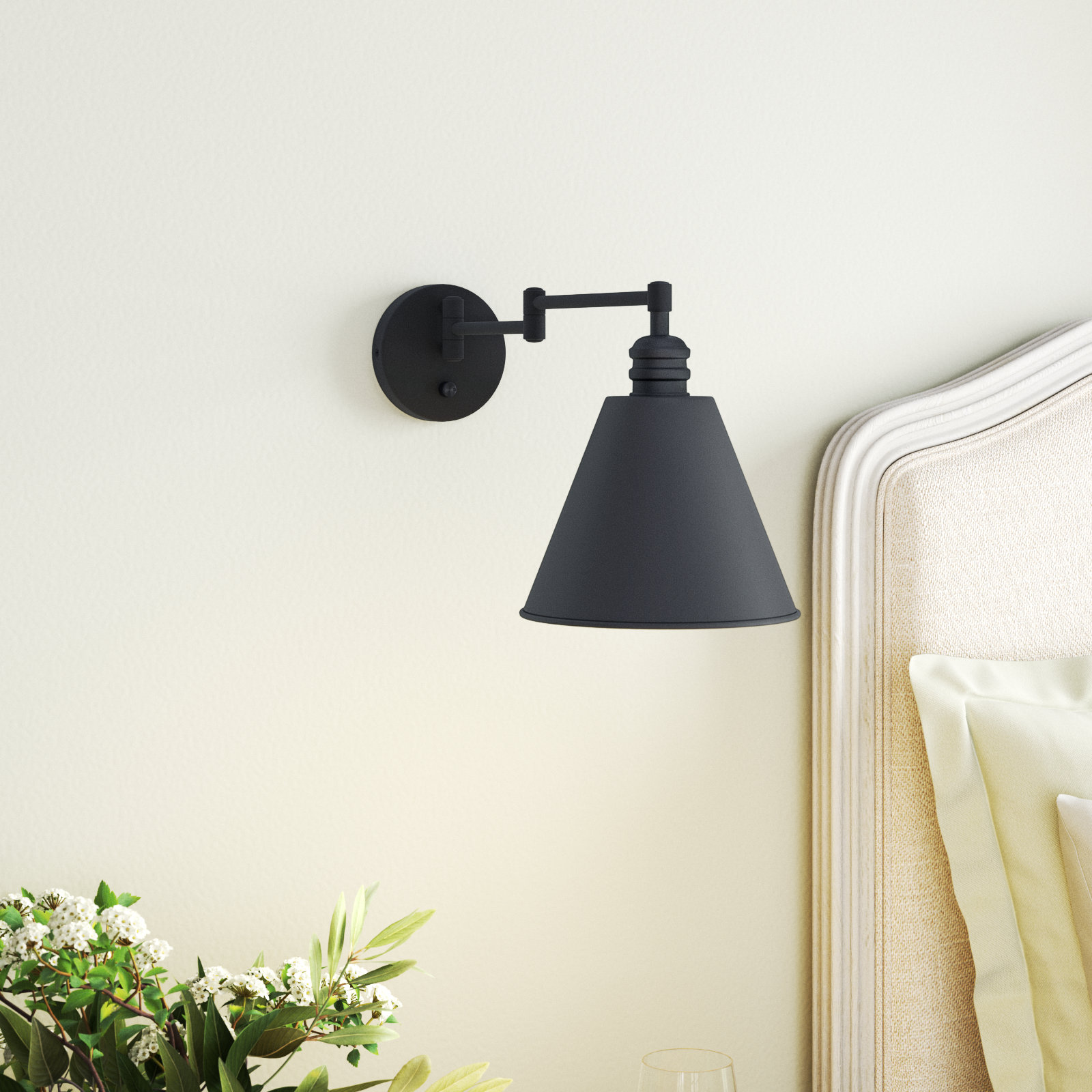 Cidni Single Light Dimmable Swing Arm Sconce, Polished Nickel