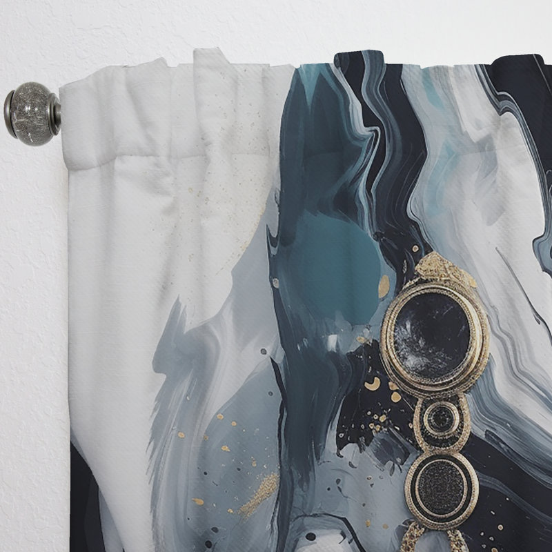 Bellucci - Encre liquide noire et blanche - Rideau moderne - Velours obscurcissant - 1 panneau, L 52 po x L 90 po