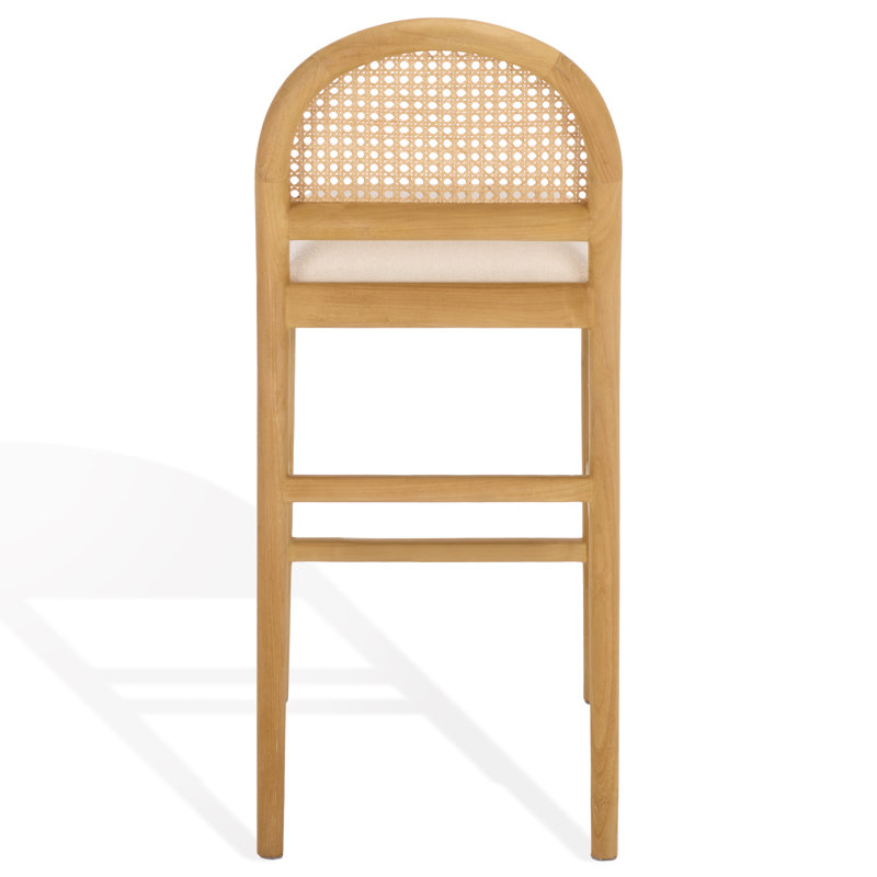Laylie Rattan And Leather Counter Stool, Natura/Boucle