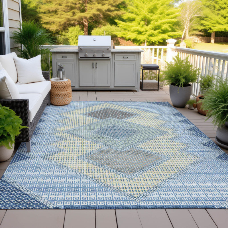Tapis intérieur / extérieur lavable à la machine Xhevrie, Rectangle 2 pi 6 po x 3 pi 10 po