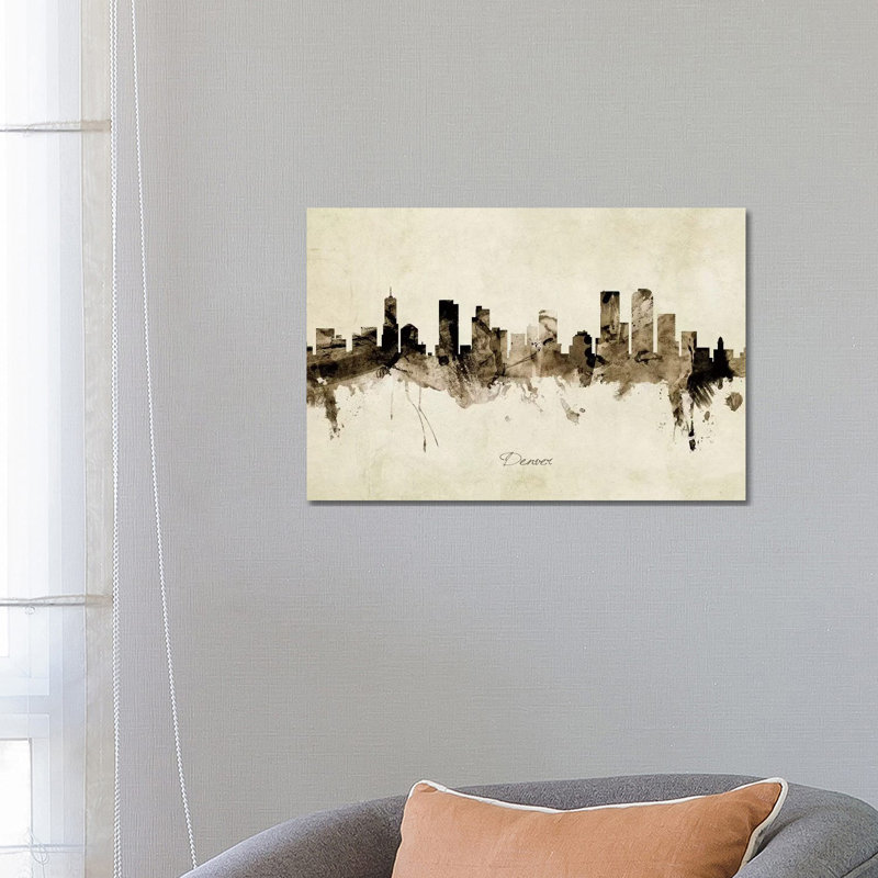 Denver Colorado Skyline by Michael Tompsett - Wrapped Canvas Painting, 66.04 cm H x 45.72 cm W x 3.175 cm D