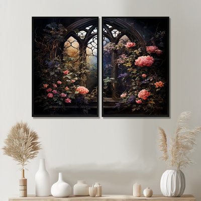 «Floral Window», art mural 2 pièces