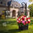 Solar Lamp Post with Planter, Crackle Glass