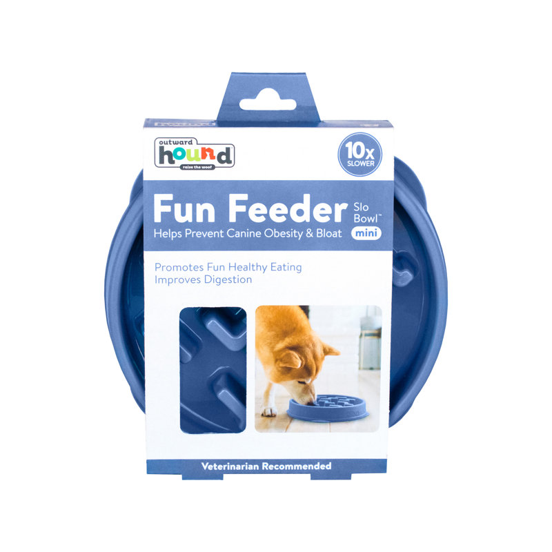 Blue Non-Slip Medium Slow Feeder Dog Bowl