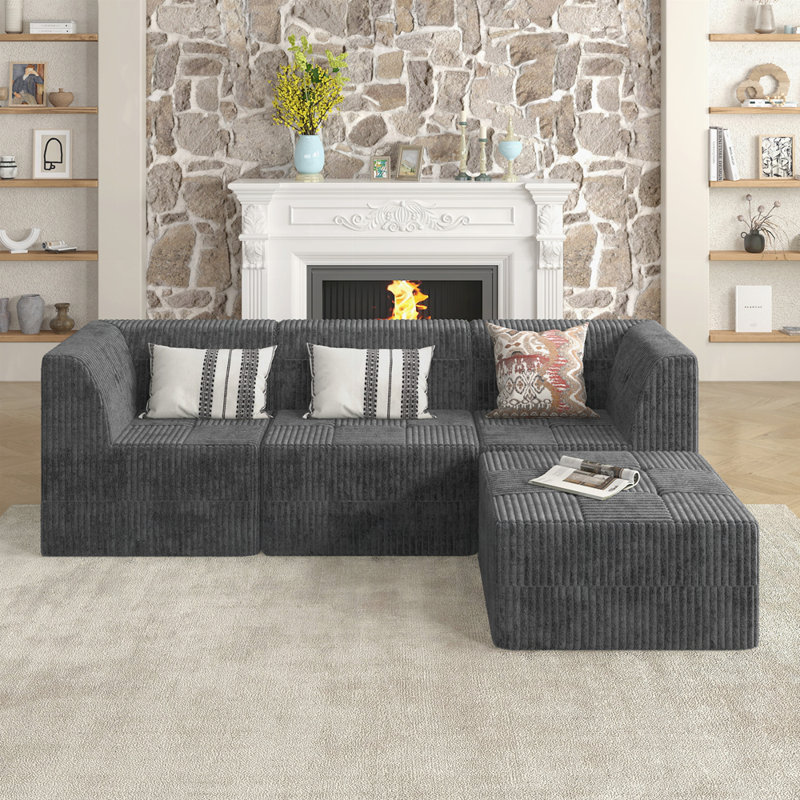 Canapé modulaire en L, Gris
