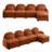 Teddy Fabric L-Shaped Cloud-like 4-Seater Modular Sectional Sofa, Curved Backrest & Armrests, Movable Ottoman, Double-Layer Cushion with Lumbar Pillows for Supportive Comfort-473324365