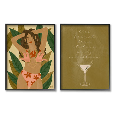«Dress Italian Party Caribbean Expression Woman Tropical Bikini» par Birch & Ink - ensemble de 2 impressions