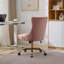 Chaise de bureau, fauteuil de bureau moderne capitonné en velours capitonné avec base en métal doré, chaise de bureau pivotante réglable (rose)